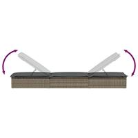 Ligbed met kussen 201x55x62 cm poly rattan grijs - thumbnail