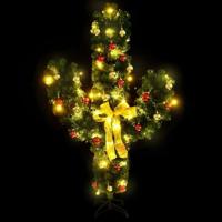 VidaXL Kerstcactus met standaard en led&apos;s 150 cm pvc groen - thumbnail