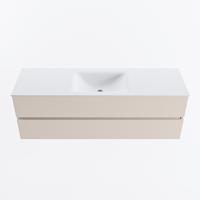 MONDIAZ VICA 150cm badmeubel onderkast Linen 2 lades. Wastafel CLOUD midden 1 kraangat, kleur Talc. - thumbnail