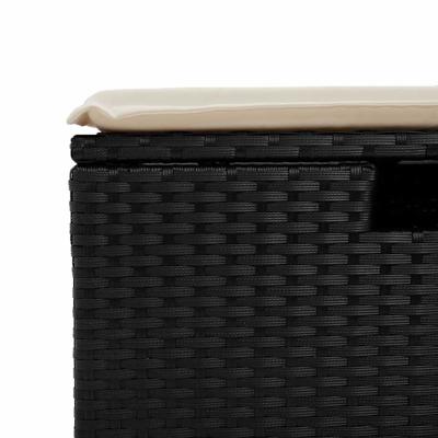 7-delige Loungeset met kussens poly rattan zwart