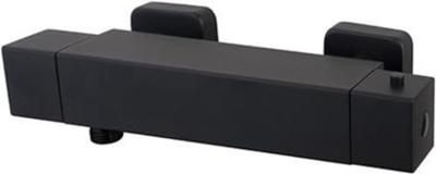 Douchekraan Xellanz Essential | Opbouw | Thermostaatkraan | 1-weg | hoh 15 cm | 2-knops | Vierkant | Zwart