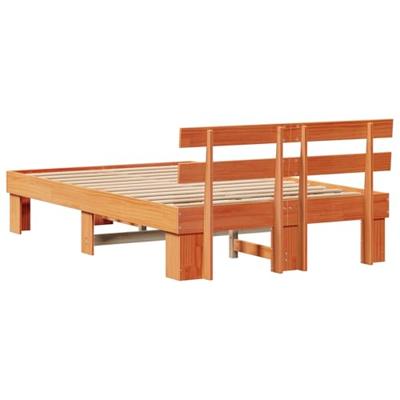 Bedframe met hoofdeinde Bruin 120 x 190 cm Massief grenenhout
