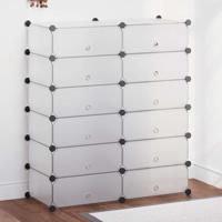 VidaXL Schoenenkast met 12 ineengrijpende vakken wit - thumbnail