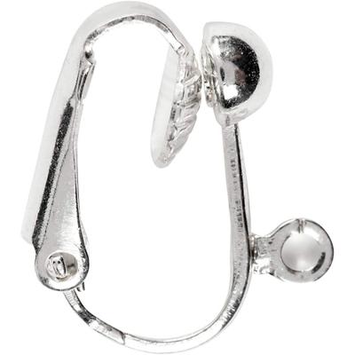Creativ Company Clip-on oorbellen, l: 16,5 mm, b: 1,5 mm, gatgrootte 1,6 mm, verzilverd, 6 stuk/ 1 doos - thumbnail