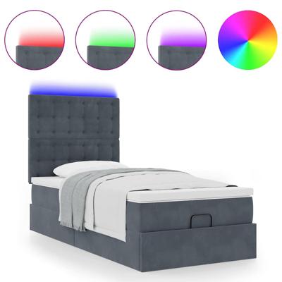 Ottoman bed met matrassen en LED's 140x200cm fluweel - thumbnail