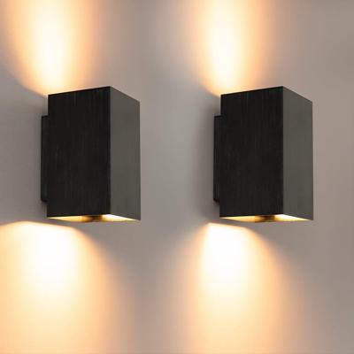2x Cometa notte nera by LUSENZ - Up and downlight - Rechthoekige wandlamp met geborsteld zwarte coating
