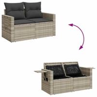 5-delige Loungeset met kussens poly rattan lichtgrijs - thumbnail