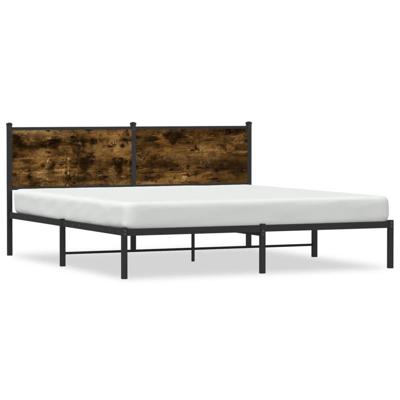 Bedframe met hoofdbord metaal gerookt eikenkleurig 180x200 cm Bedframe met hoofdbord metaal gerookt eikenkleurig 180x200 cm
