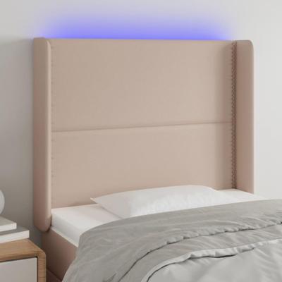 Hoofdbord LED 93x16x118/128 cm kunstleer cappuccinokleurig