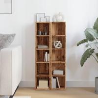 Cd-kasten 2 st 21x16x93,5 bewerkt hout oud houtkleurig - thumbnail