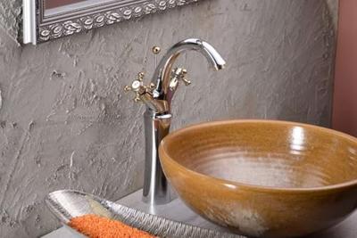Wastafelmengkraan Sapho Antea 2-knop Gebogen Hoog 30 cm Chroom / Goud (incl. pop-up waste)