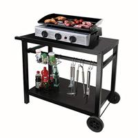 Plancha serveerwagen - LIVOO - GS130 - 85 x 50 cm dienblad - Geschikt voor plancha's met 2, 3 of 4 branders - Metalen afwerking - thumbnail