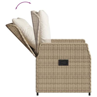 3-delige Bistroset met kussens poly rattan beige - thumbnail