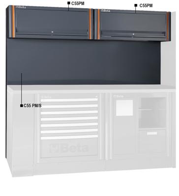 Beta Wandpaneel met 2 hangkasten, passend in werkplaats combinaties C55 2PM - 055000301