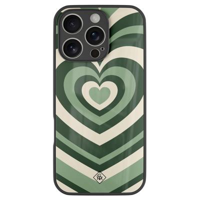 iPhone 16 Pro glazen hardcase - Hart swirl groen