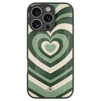 iPhone 16 Pro glazen hardcase - Hart swirl groen - thumbnail