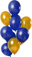 Ballonnen set 18 Jaar Blauw Goud Premium - 12 stuks - thumbnail