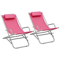 VidaXL Klapstoelen 2 st staal roze - thumbnail