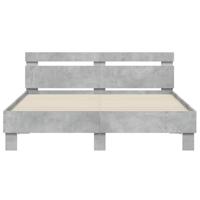 Bedframe met hoofdeinde bewerkt hout betongrijs 140x190 cm - thumbnail