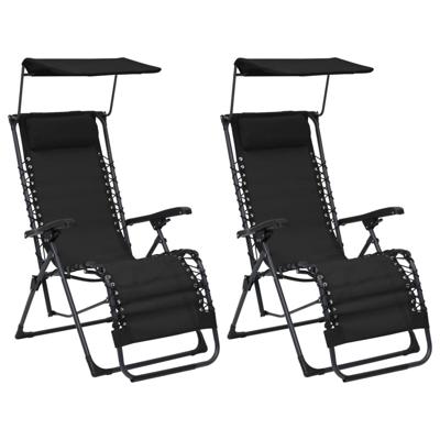 VidaXL Terrasstoelen 2 st inklapbaar textileen zwart