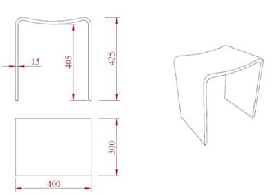 Wiesbaden Solid surface kruk 40 x 30 x 42,5 cm mat zwart