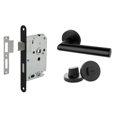 Mooi Deurbeslag Deurbeslag set met WC-slot en deurklink Modern geveerd zwart