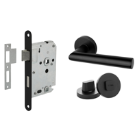 Mooi Deurbeslag Deurbeslag set met WC-slot en deurklink Modern geveerd zwart - thumbnail