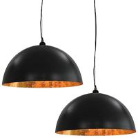 VidaXL Plafondlampen 2 st halfrond e27 50 cm zwart en goudkleurig - thumbnail