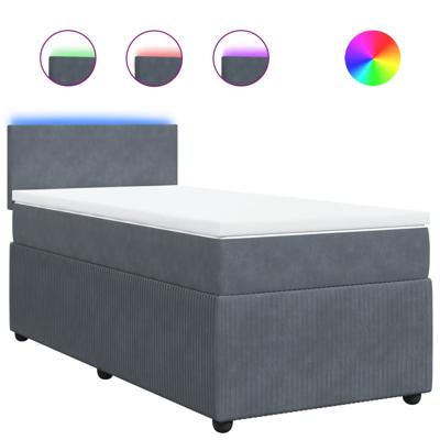 Boxspring met matras fluweel donkergrijs 120x190 cm - thumbnail