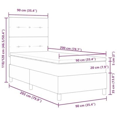 Boxspringbed met matras Lichtgrijs 90 x 200 cm Stof
