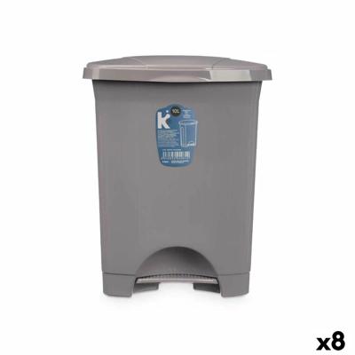 Pedaalemmer Grijs Plastic 10 L (8 Stuks)
