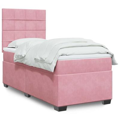 Boxspring met matras fluweel roze 100x200 cm - thumbnail