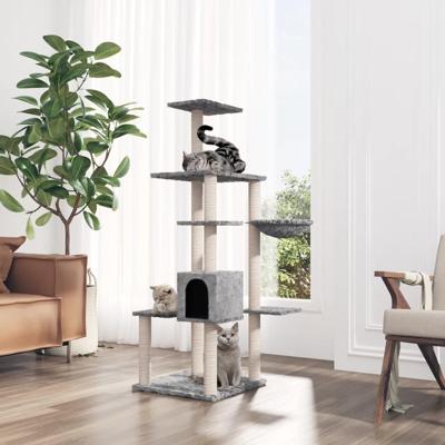 VidaXL Kattenmeubel met sisal krabpalen 142 cm lichtgrijs
