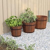 Plantenbakset houten emmer 3-delig massief vurenhout - thumbnail