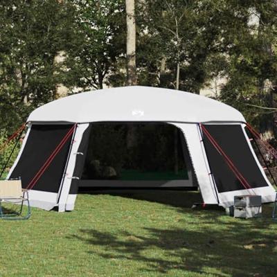 Zwembadtent met uitneembare buiten- gaaswanden 670x590 cm grijs