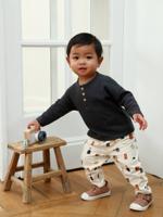 Babyset T-shirt + molton broek betongrijs - thumbnail