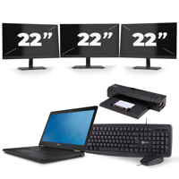 Dell Latitude E5550 - Intel Core i5-5e Generatie - 15 inch - 8GB RAM - 256GB SSD - Windows 11 + 3x 22 inch Monitor - thumbnail