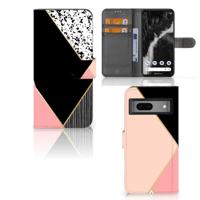 Google Pixel 7 | Book Case | Zwart Roze Vormen - thumbnail