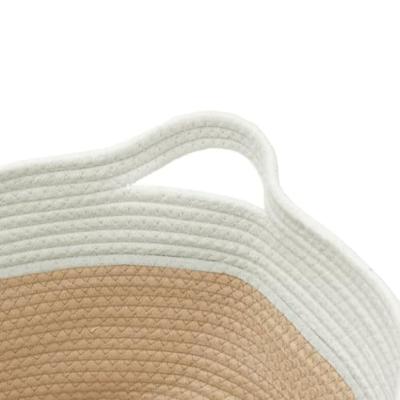 Opbergmand 40x25 cm katoen beige en wit