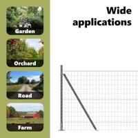 VidaXL Hek met paal grijs 0,8 x 10 m staal en pvc - thumbnail