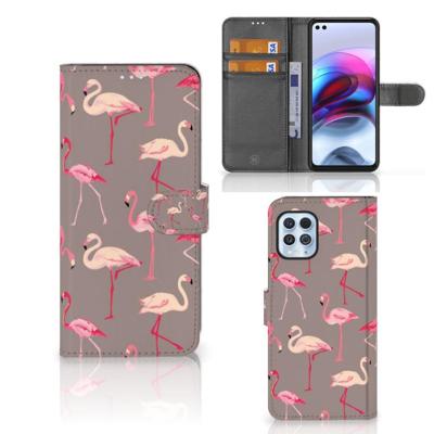 Motorola Moto G100 | Telefoonhoesje | Met pasjeshouder | Flamingo