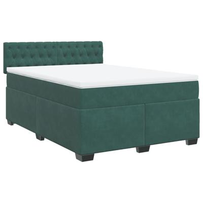 Boxspring met matras fluweel donkergroen 140x190 cm