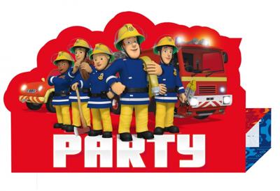 Brandweerman Sam uitnodigingen, 8st.