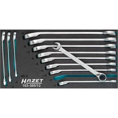 HAZET Ratelringsteeksleutelset 163-385/12 · Buitentwaalfkant tractieprofiel · 12-delig · 8 - 19 HAZET Ratelringsteeksleutelset 163-385/12 · Buitentwaalfkant tractieprofiel · 12-delig · 8 - 19