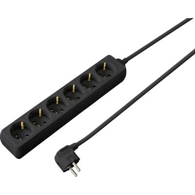 Sygonix SY-4890992 Stekkerdoos 6-voudig Zwart Randaarde stekker 1 stuk(s)