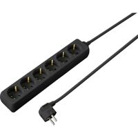 Sygonix SY-4890992 Stekkerdoos 6-voudig Zwart Randaarde stekker 1 stuk(s) - thumbnail