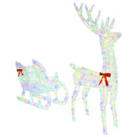 Rendier trek slede kleurrijk 120 cm 55 cm Acryl - thumbnail