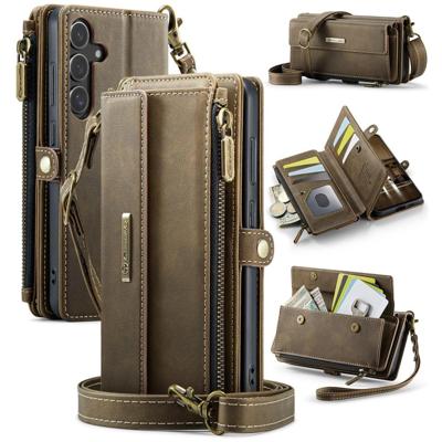 Caseme Samsung Galaxy S25 hoesje - portemonnee tasje - Bruin