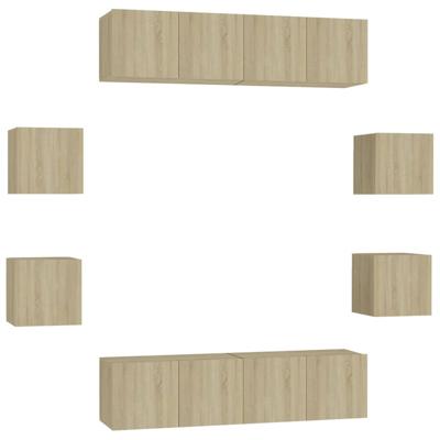 8-delige Tv-meubelset bewerkt hout sonoma eikenkleurig