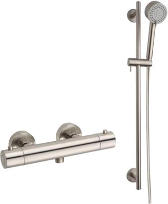 Saqu Essential doucheset thermostatisch 12cm met 3 straalsoorten solid steel